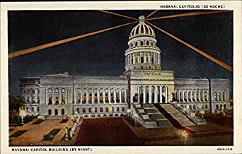 Capitol Building By Night Havana, Cuba Original Vintage Postcard