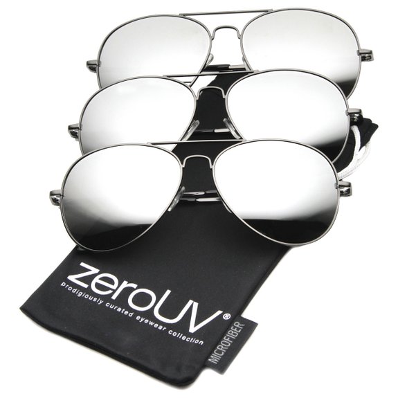 zeroUV - Premium Mirrored Aviator Top Gun Sunglasses w/ Spring Loaded Temples