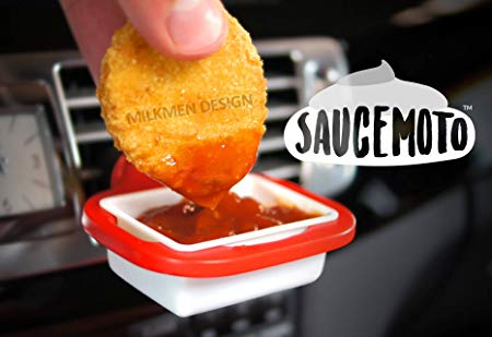 Saucemoto Dip Clip | An in-car sauce holder for ketchup and dipping sauces. (1 Pack, Red)