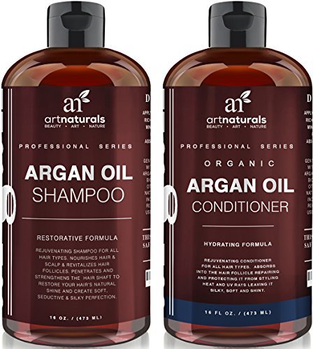 Art Naturals Organic Moroccan Argan Oil Shampoo and Conditioner Set (2 x 473 ml) - Sulfate Free - Volumizing & Moisturizing, Gentle on Curly & Color Treated Hair,For Men & Women Infused with Keratin