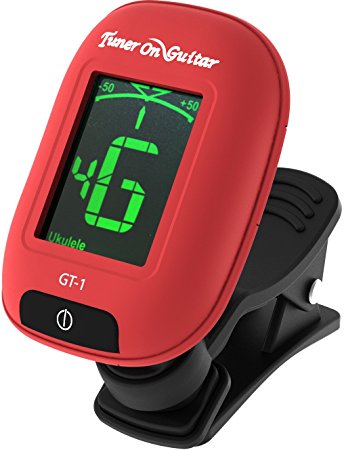 Tuner On Guitar Clip-On Tuner for Guitars, Ukulele, Bass, Violin, Mandolin, Banjo, Chromatic, 360 Degree Rotating, Electric & Acoustic, Fast & Accurate, Easy to Use, Auto Power Off, Battery Included.