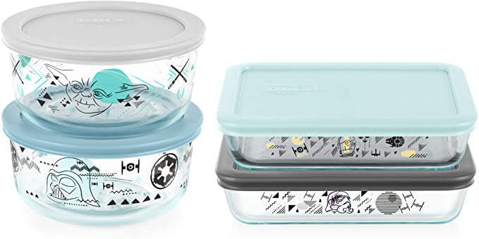 Pyrex Star Wars Decorated Glass Set Food Storage, 8 Piece