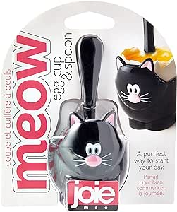 Joie Kitchen Gadgets Cup-12522 Cat Egg Cup and Spoon, One Size, Assorted (Black Or White)