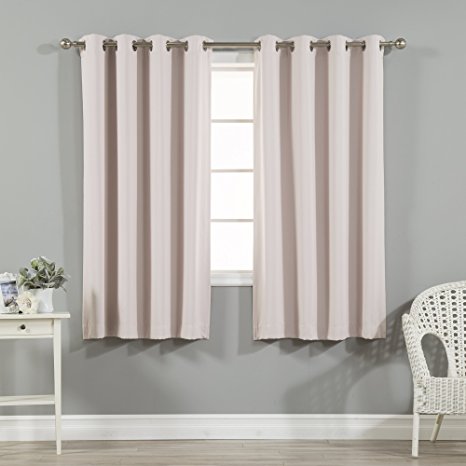 Best Home Fashion Thermal Insulated Blackout Curtains - Stainless Steel Nickel Grommet Top - Baby Pink - 52"W x 63"L - (Set of 2 Panels)