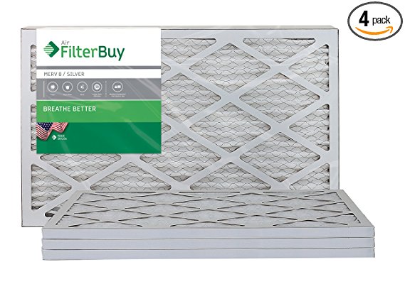 FilterBuy 17x25x1 MERV 8 Pleated AC Furnace Air Filter, (Pack of 4 Filters), 17x25x1 – Silver