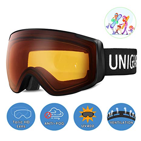 Unigear Skido X2 Ski Goggles, Toric Dual Lens Snowboard Snow Goggles for Kids, Men and Women - OTG & 100% UV Protection