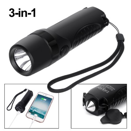 [Emergency Waterproof Flashlight 5200mAh Rechargeable Power Bank] CHOETECH 250 Lumens LED Handheld Flashlight with Seat Belt Cutter and Window Breaker (Micro USB Cable Include)