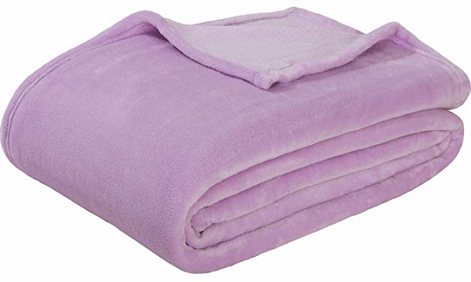 Sedona House Flannel Fleece Blanket 280GSM Luxury Microfiber Flannel Super Soft Warm Fuzzy Cozy Lightweight Blanket for Bed Couch or Car Color Purple Size Throw 50"x60"