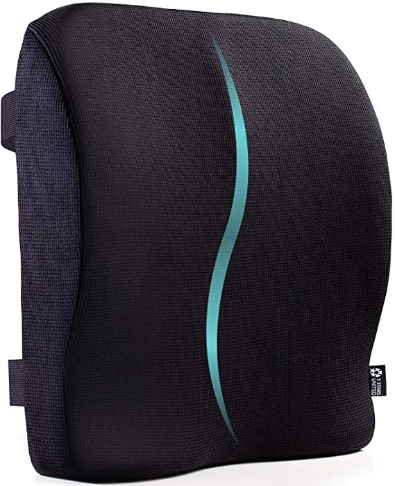 Back Support for Office Chair - Memory Foam Lumbar Pillow - Large Perfect Cushion for Wheelchair, Car, Computer and Desk Seat