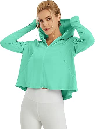 G4Free Womens UPF 50  Sun Protection Cooling Hoodie Shirts Lightweight Quick Dry Long Sleeve Summer Zip Jacket