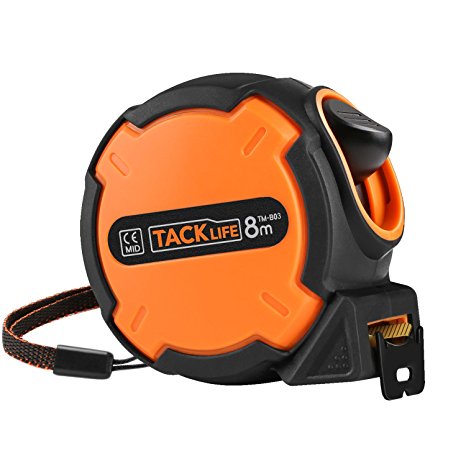 Tacklife TM-B03 Classic Tape Measure 26-Foot(8m) Self-Marking Tape Ruler Metric and Inches Measuring Tape with Auto Lock, Heavy Duty for Carpenter, DIY Measurement