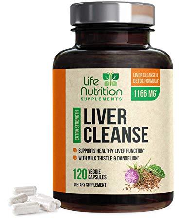 Liver Cleanse Detox & Repair Formula 1166mg - Highest Potency 22 Herbs, Made in USA, Best Vegan Milk Thistle Extract, Silymarin, Beet, Artichoke, Dandelion, Chicory, Support Supplement - 120 Capsules
