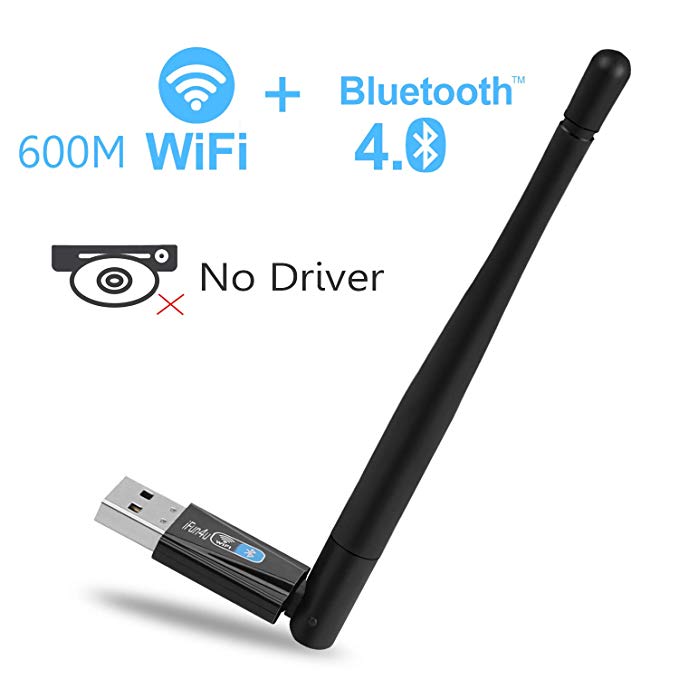 USB 600M WiFi Bluetooth Adapter, Puly and Play Dual Band WiFi Dongle Network Adapter No Driver Needed for Desktop/Laptop/PC with External Antenna