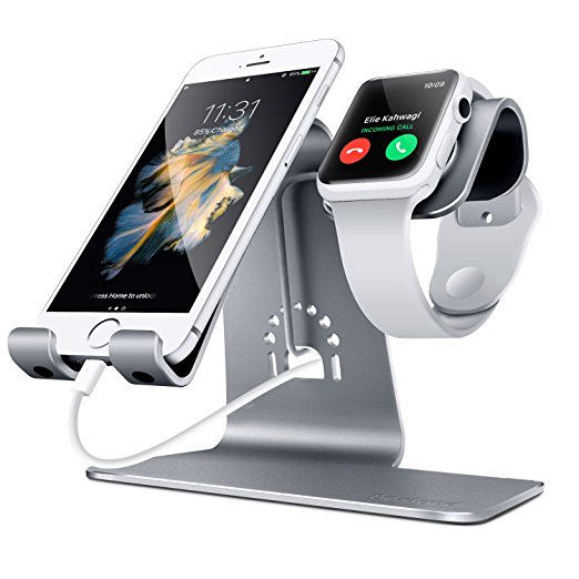 Bestand 2 in 1 Phone Desktop Tablet Stand & Apple Watch Charging Stand Holder for Apple iWatch/ iPhone 7 Plus/ iPad, Space Grey