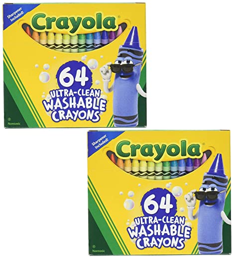 52-3287 Ultra Clean Washable Crayons, 64 Classic Colors with Built in Sharpener Assorted, Standard - 2 Pack