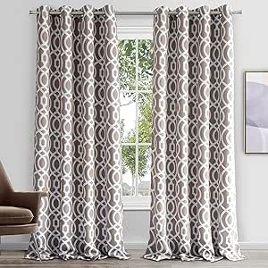 Dainty Home Trellis Printed Blackout Curtains - Single Panel Curtains for Living Room, White, Taupe - 54" x 84" Elegant Design - Luxury Curtains for Living Room, Perfect Curtain for Windows