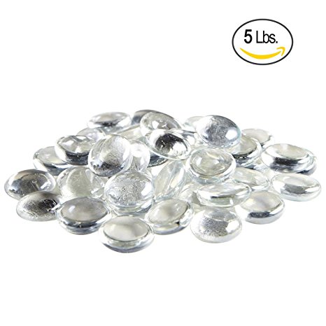 Flat Clear Marbles, Pebbles (5 Pound Bag) for Vase Fillers, Wedding Table Scatter, Aquarium Decor, Party Decoration, Glass Gems, Crystal Rocks (aprox 400 pcs) by Royal Imports