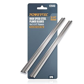 POWERTEC 12840 3-1/4" HSS Hand Held Planer Blades Replacement for Bosch, Black&Decker, Craftsman, DeWalt, Hitachi, Ryobi, Makita, Porter Cable, Skil, Stanley, Wen - Set of 2