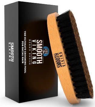 Beard Brush for Men - Best Facial Hair Comb for Mustache Conditioning Styling & Maintenance - With Boar Bristles for Easy Upkeep & Grooming - Distributes Products & Natural Waxes - Smooth Viking