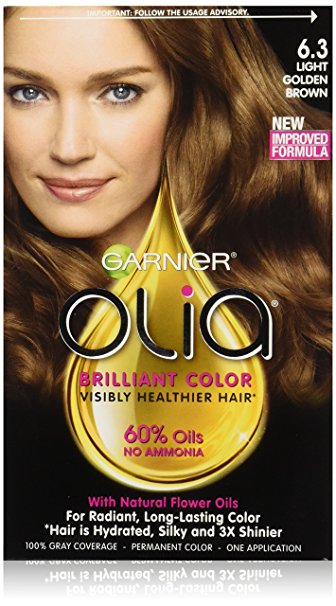 Garnier Olia Oil Powered Permanent Hair Color, 6.3 Light Golden Brown