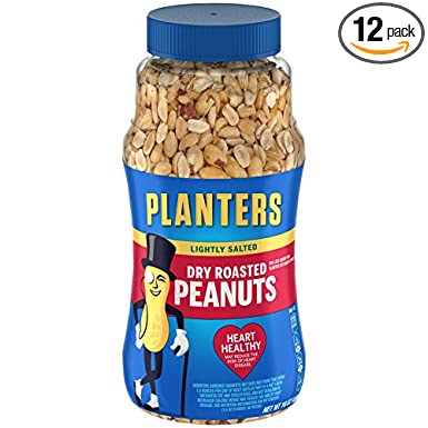 PLANTERS Lightly Salted Dry Roasted Peanuts, 16 oz. Resealable Jar | Peanut Snack | Great Movie Snack, Active Lifestyle Snack and Party Size Snack | Protein Snack | Kosher Peanuts