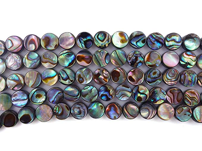 6mm Natural Abalone Shell Flat Coin Beads Strand 16" Jewelry Making Beads