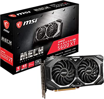 MSI Gaming Radeon RX 5600 XT Boost Clock: 1600 MHz 192-bit 6GB GDDR6 DP/HDMI Dual Torx 3.0 Fans Freesync DirectX 12 Ready Graphics Card (RX 5600 XT MECH OC)