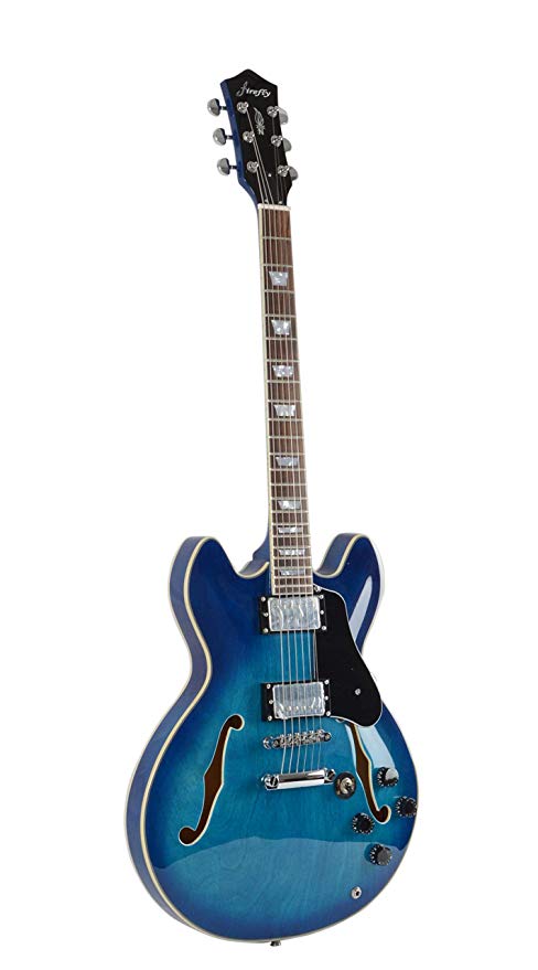 Firefly FF338 Semi-Hollow Body Guitar(Transparent Blue)