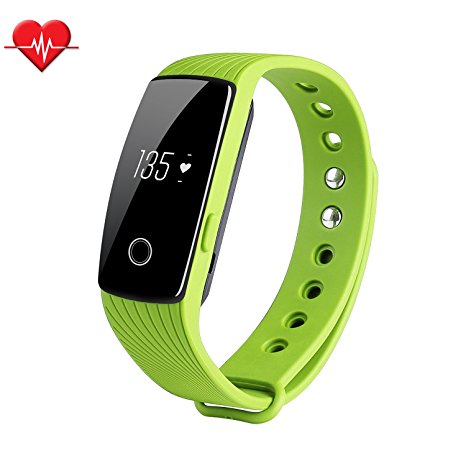 Fitness Tracker Bluetooth 4.0 Heart Rate Monitor, TINCINT ID107 Pedometer Watch Activity Tracker Calorie Counter Life-Waterproof Fitness Band with Soft Silicon Wristband for Android iOS Smartphones