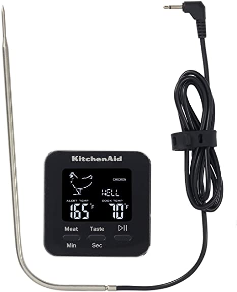 KitchenAid KQ906 Programmable Wired Probe Thermometer, TEMPERATURE RANGE: -40°F to 482°F/-40°C to 250°C, Black