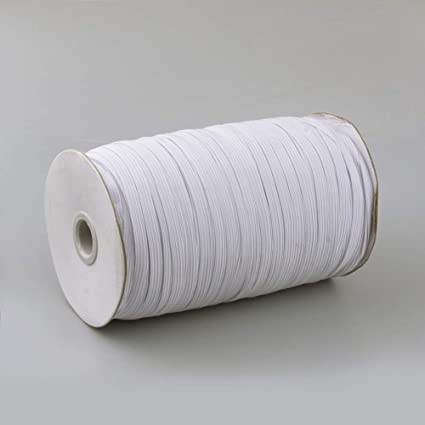 ATMOMO 6mm Width Flat Elastic Bands Elastic Cord Stretch String Rope Earloop Sewing String for DIY Craft Clothes Making 180 Yards, White