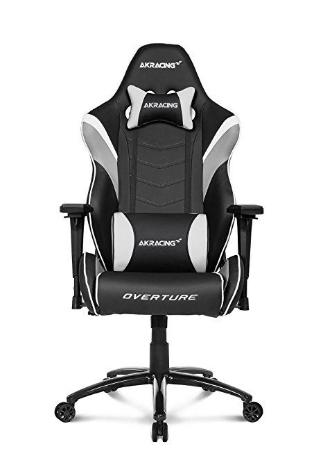 AKRacing Overture Series Super-Premium Gaming Chair with High Backrest, Recliner, Swivel, Tilt, Rocker and Seat Height Adjustment Mechanisms with 5/10 warranty White
