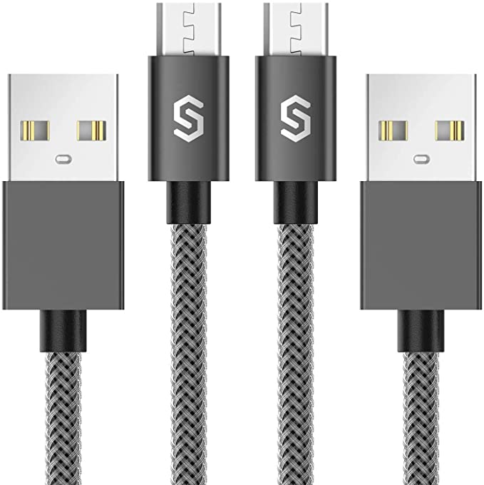 Micro USB Cable Android Charger - Syncwire [2-Pack 3.3ft] Super-Durable Nylon Braided Fast Sync&Charging Cord for Samsung Galaxy S7 Edge/S7/S6, HTC, LG, Sony, Xbox One, PS4 & More - Space Grey