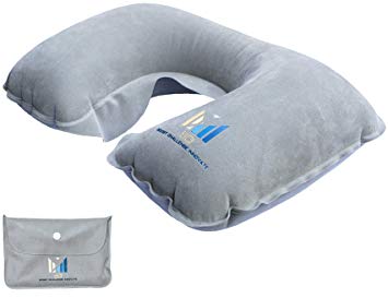 BCI Inflatable Neck Pillow • Fits from Kids up to Large Size Adults • Waterproof • Foldable with Compact Pouch, Convenient for Travel and Everyday Rest (Gray)