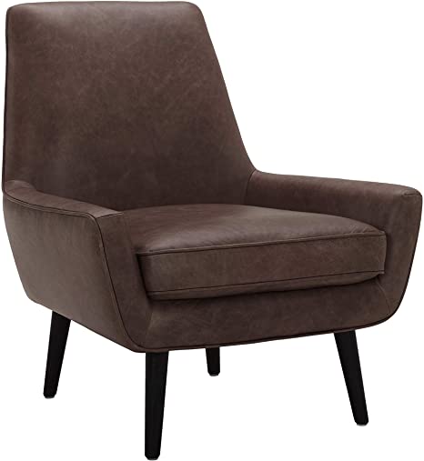 Amazon Brand – Rivet Jamie Leather Mid-Century Modern Low Arm Accent Chair, 31" W, Brown