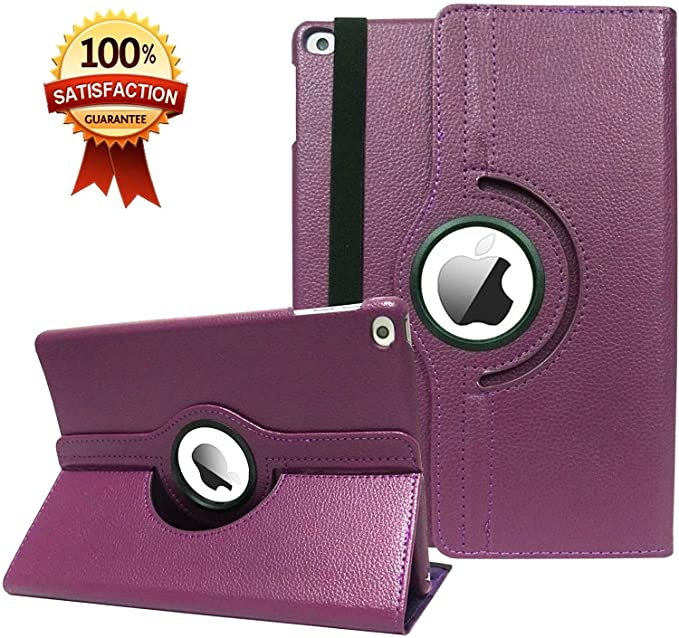 CenYouful iPad Case Fit 2018/2017 iPad 9.7 6th/5th Generation - 360 Degree Rotating iPad Air Case Cover with Auto Wake/Sleep Compatible with Apple iPad 9.7 Inch 2018/2017 (Purple)