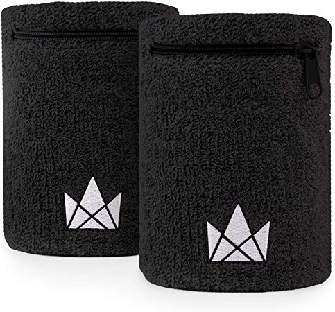 The Friendly Swede Zipper Sweatband with Pocket Wristband Ankle Wallet (2 Pack)