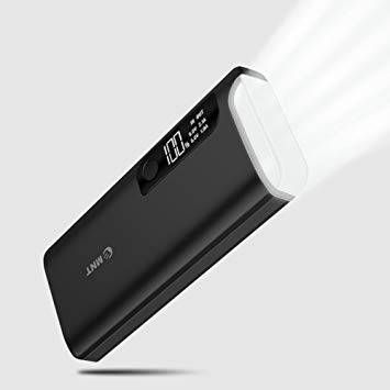 EMNT Portable Charger, 15600mAh Super High Capacity Portable Charger Ultra Compact External Battery Pack Power Bank With LCD Indicator And LED Torch Compatible for iPhone, Samsung and More(Black)