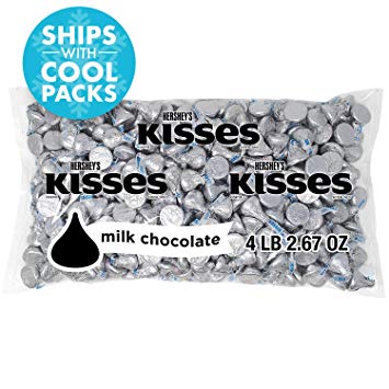 HERSHEY'S KISSES Chocolates Candy Silver Foil, 66.7 Ounce Bulk Bag