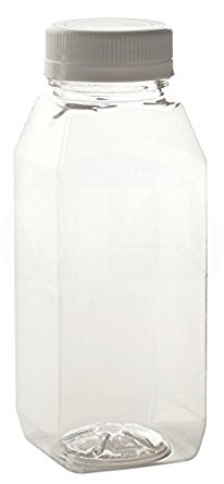 8 Oz. Empty Clear PET Plastic Juice Bottles with Tamper Evident Caps by MT Products - Set of 12 Bottles and 12 Caps
