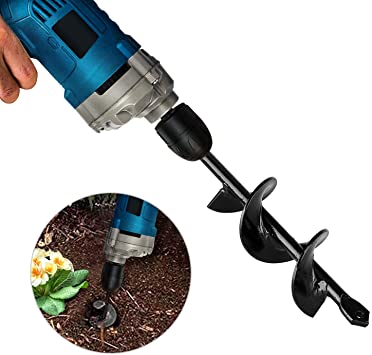 EEEKit Auger Drill Bit, Garden Plant Flower Bulb Auger Rapid Planter Bulb & Bedding Plant Auger for 3/8" Hex Drive Drill Earth Auger Drill Fence Post Umbrella Hole Digger(1.6x9 in/4 x22 cm)