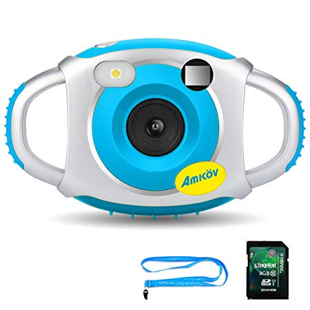 Kids Camera with 8G SD Card, Amkov Electronic Camera for Kids, Children Creative Digital Camera, 5Mp 1.44 Inch TFT Display Video Recording(Blue)