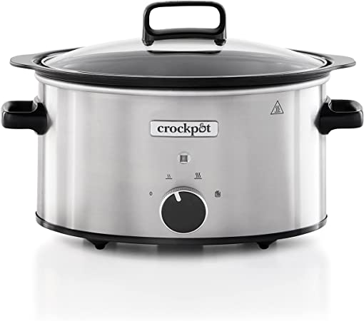 Crockpot Sizzle & Stew Slow Cooker | 3.5 L (3-4 People) | Removable Hob-Safe Bowl Sears Meat & Vegetables | Stainless Steel [CSC085]