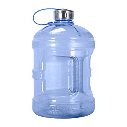 1 Gallon BPA FREE Reusable Plastic Drinking Water Bottle w/ Stainless Steel Cap