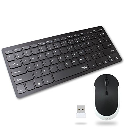 Keyboard Mouse, UHURU 2.4G Ultra Thin Wireless Keyboard with Silent Mouse Combo for Laptop, Desktop, Table, PC and Smart TV