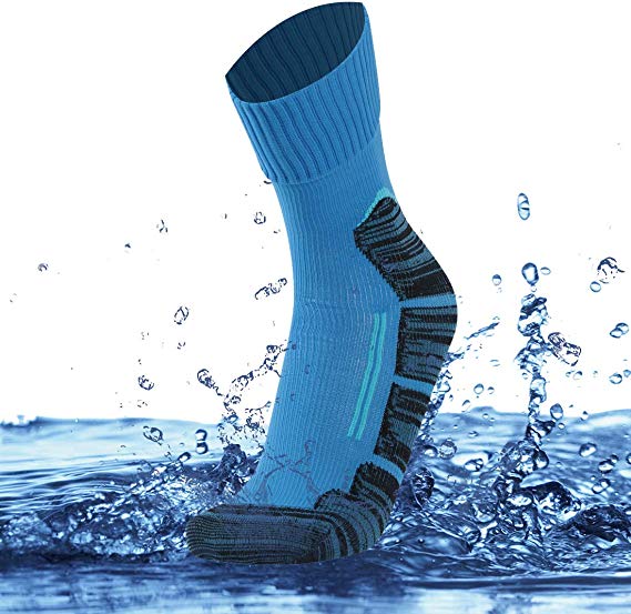 SuMade 100% Waterproof Breathable Socks, Unisex Outdoor Cushioned Wicking Hiking Cycling Crew Socks
