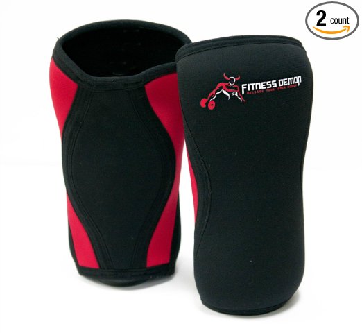 Fitness Demon 7mm Knee Compression Brace Non Slip Neoprene Knee Sleeve For Men, Women & Kids | For Weightlifting, CrossFit, Squats, Sports, Basketball, Arthritis, Meniscus, ACL & More