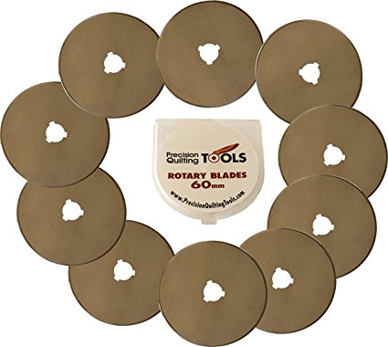 Rotary Cutter Blades SKS-7 Carbide Tool Steel, Fits Fiskars, Olfa, Truecut. Perfect blade for Fabric, Quilting, and Arts & Crafts (60MM, Quantity 10)