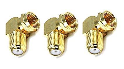 C&E 3 PCS, F Type Right Angle Female to Male Adapter Gold Plated, CNE583464