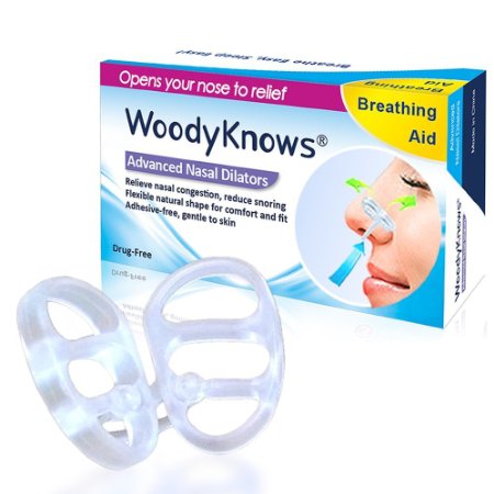 WoodyKnows Nasal Dilators New Model - Breathing Aid for Nasal Congestion Snoring Deviated Septums  Snore Stopper Sleep Apnea Relief Alternatives to Nasal Strips Breathe Right Easy Free 3-Count SML